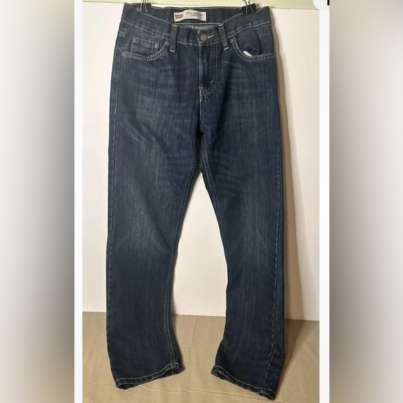 Levis 502 Jeans Regular Straight Leg Girls Sz 14 Jeans Measures 26x27 Dark Blue - Picture 1 of 13